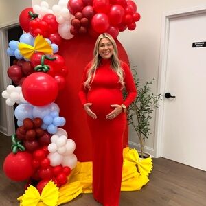 Elegant Red Long Sleeve Dress